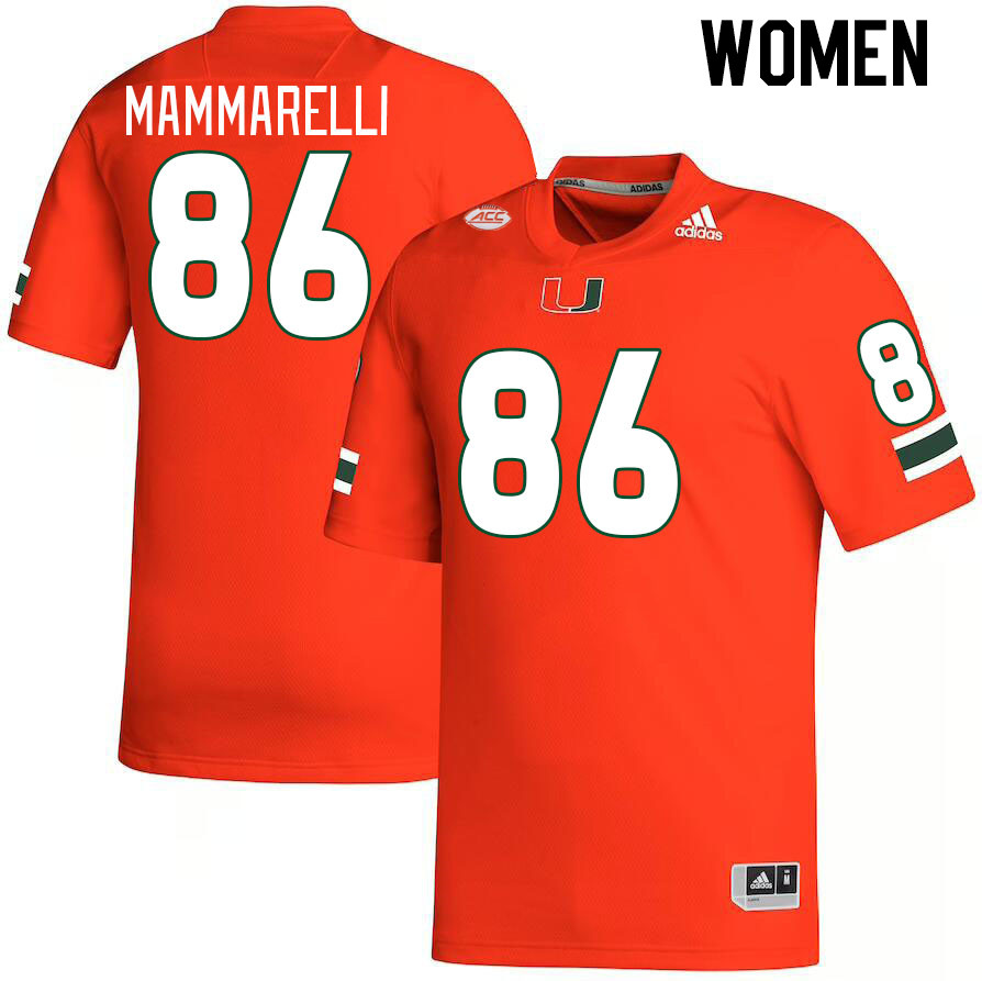 Women #86 Dominic Mammarelli Miami Hurricanes College Football Jerseys Stitched-Orange - Click Image to Close